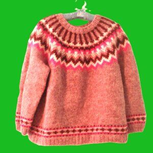 Handknit Icelandic traditional pattern, heavy wool sweater Iceland winter, L